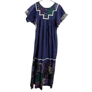 Carol Bennett Hawaii Patchwork Maxi Dress Purple Cotton Polyester Womens L